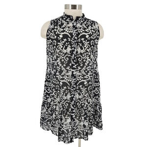 SALONI Tilly Dress Silk Noir Phoenix Fit Flare Shift Sleeveless Button